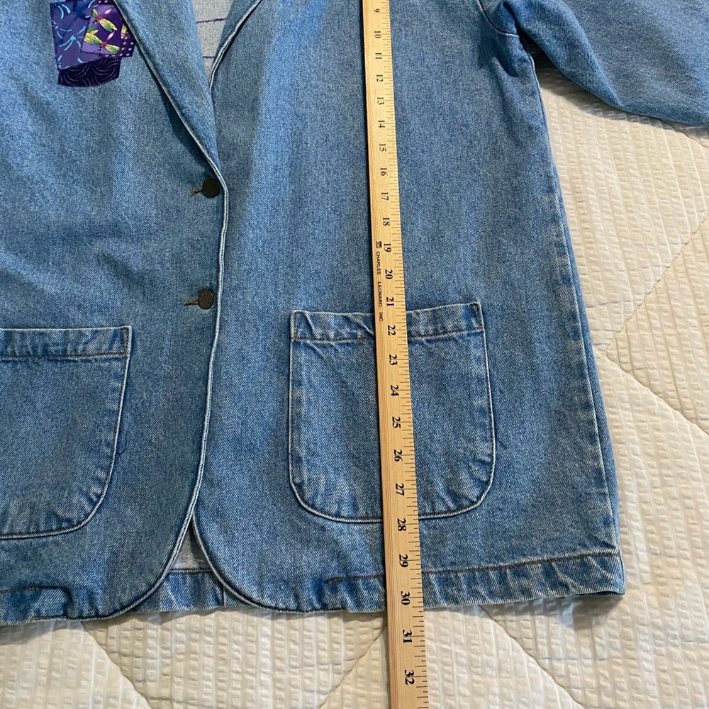 Vintage 90s Arrietty Patchwork Denim Medium Wash Blazer Jacket Womens Sz: Large - Picture 5 of 12
